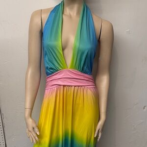 Vibrant Halter Maxi Dress